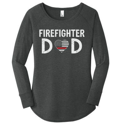 Firefighter Dad Support The Thin Red Line USA Flag Women's Perfect Tri Tunic Long Sleeve Shirt