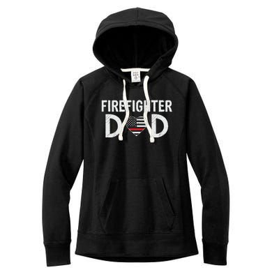 Firefighter Dad Support The Thin Red Line USA Flag Women's Fleece Hoodie