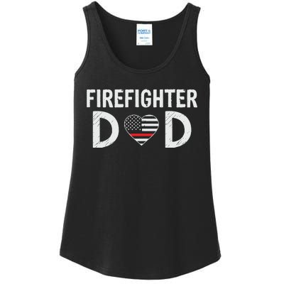 Firefighter Dad Support The Thin Red Line USA Flag Ladies Essential Tank