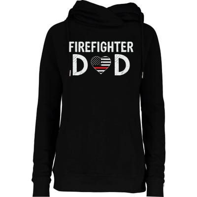 Firefighter Dad Support The Thin Red Line USA Flag Womens Funnel Neck Pullover Hood