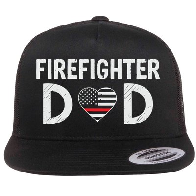 Firefighter Dad Support The Thin Red Line USA Flag Flatbill Hat