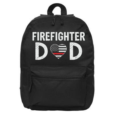 Firefighter Dad Support The Thin Red Line USA Flag 16 in Basic Backpack