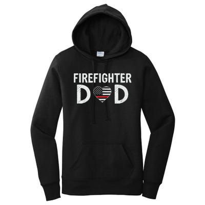 Firefighter Dad Support The Thin Red Line USA Flag Women's Pullover Hoodie