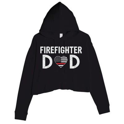 Firefighter Dad Support The Thin Red Line USA Flag Crop Fleece Hoodie