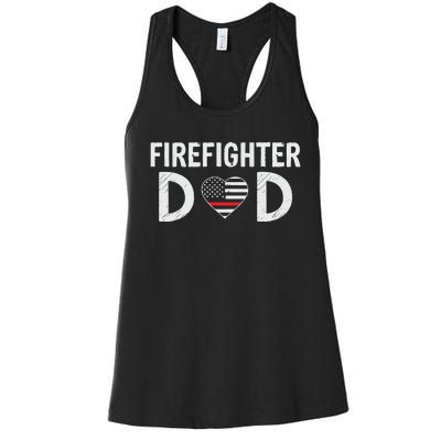 Firefighter Dad Support The Thin Red Line USA Flag Women's Racerback Tank