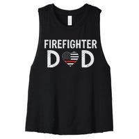 Firefighter Dad Support The Thin Red Line USA Flag Women's Racerback Cropped Tank