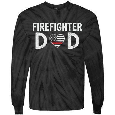 Firefighter Dad Support The Thin Red Line USA Flag Tie-Dye Long Sleeve Shirt