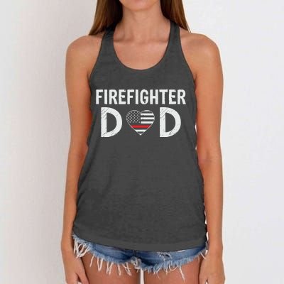 Firefighter Dad Support The Thin Red Line USA Flag Women's Knotted Racerback Tank