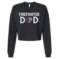 Firefighter Dad Support The Thin Red Line USA Flag Cropped Pullover Crew
