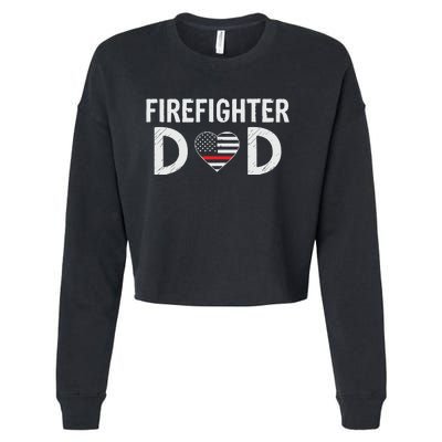 Firefighter Dad Support The Thin Red Line USA Flag Cropped Pullover Crew