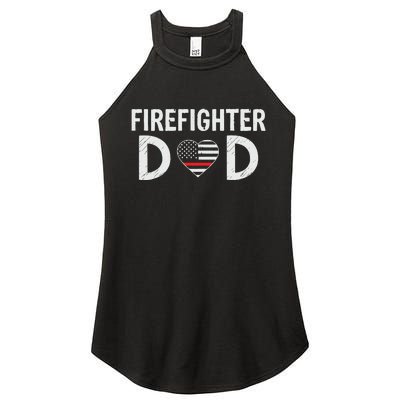 Firefighter Dad Support The Thin Red Line USA Flag Women's Perfect Tri Rocker Tank