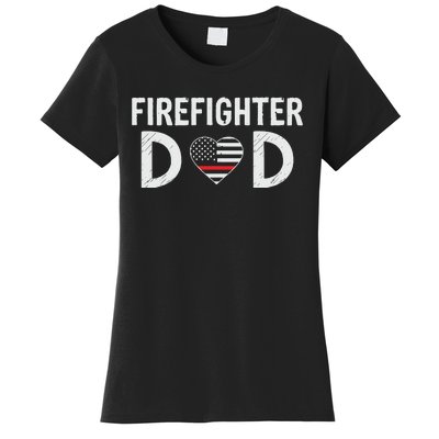 Firefighter Dad Support The Thin Red Line USA Flag Women's T-Shirt