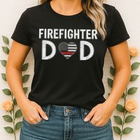 Firefighter Dad Support The Thin Red Line USA Flag Womens T-Shirt