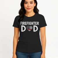 Firefighter Dad Support The Thin Red Line USA Flag Womens T-Shirt
