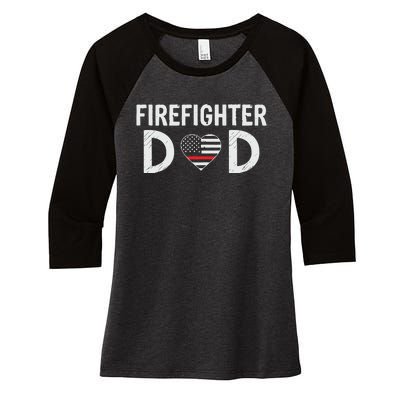 Firefighter Dad Support The Thin Red Line USA Flag Women's Tri-Blend 3/4-Sleeve Raglan Shirt