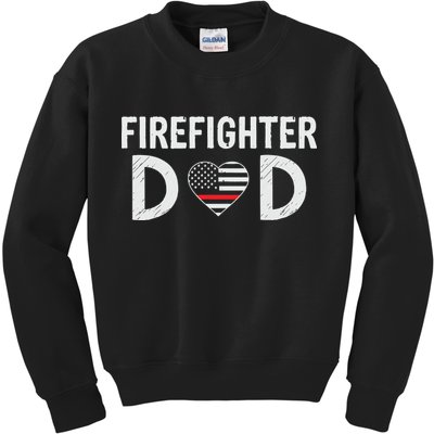 Firefighter Dad Support The Thin Red Line USA Flag Kids Sweatshirt
