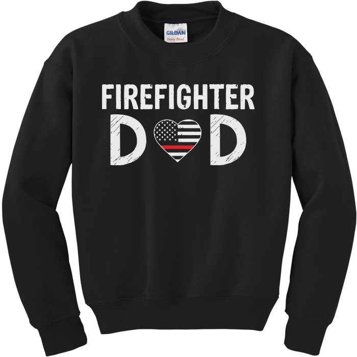 Firefighter Dad Support The Thin Red Line USA Flag Kids Sweatshirt