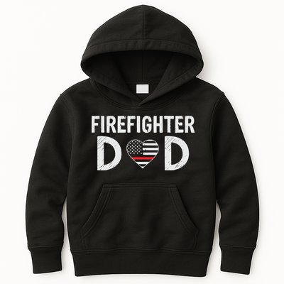 Firefighter Dad Support The Thin Red Line USA Flag Kids Hoodie