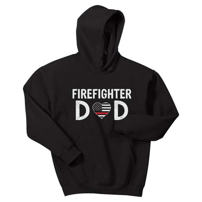 Firefighter Dad Support The Thin Red Line USA Flag Kids Hoodie