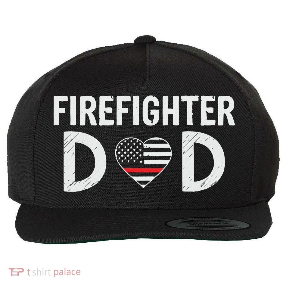 Firefighter Dad Support The Thin Red Line USA Flag Wool Snapback Cap
