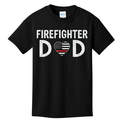 Firefighter Dad Support The Thin Red Line USA Flag Kids T-Shirt