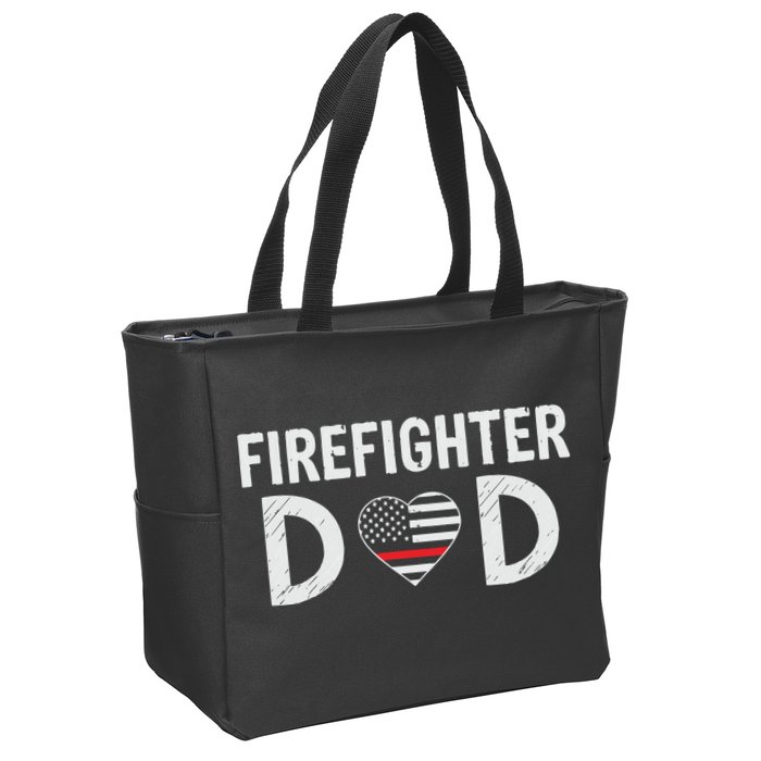 Firefighter Dad Support The Thin Red Line USA Flag Zip Tote Bag