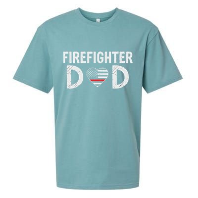 Firefighter Dad Support The Thin Red Line USA Flag Sueded Cloud Jersey T-Shirt