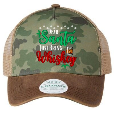 Funny Dear Santa Just Bring Whiskey Christmas Pajamas Gift Legacy Tie Dye Trucker Hat