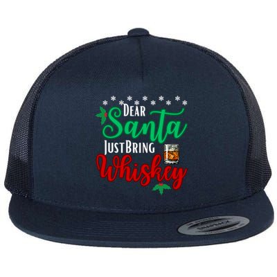 Funny Dear Santa Just Bring Whiskey Christmas Pajamas Gift Flat Bill Trucker Hat