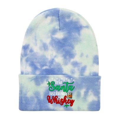 Funny Dear Santa Just Bring Whiskey Christmas Pajamas Gift Tie Dye 12in Knit Beanie