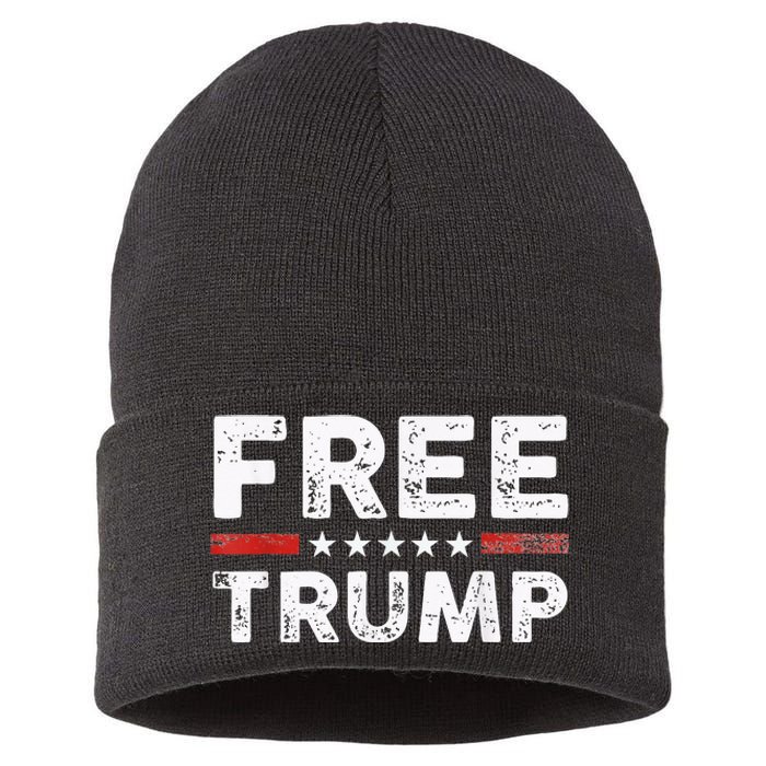 Free Donald Trump Republican Support Pro Trump American Flag Sustainable Knit Beanie