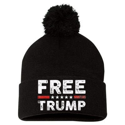 Free Donald Trump Republican Support Pro Trump American Flag Pom Pom 12in Knit Beanie