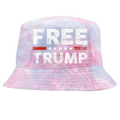 Free Donald Trump Republican Support Pro Trump American Flag Tie-Dyed Bucket Hat