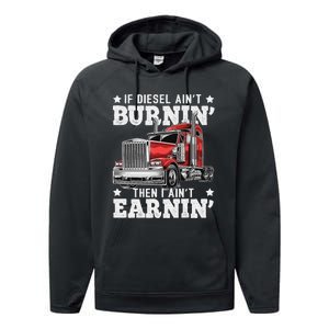 Funny Diesel Trucker Big Rig Semi-Trailer Truck Driver  Performance Fleece Hoodie