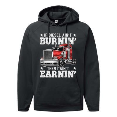 Funny Diesel Trucker Big Rig Semi-Trailer Truck Driver  Performance Fleece Hoodie