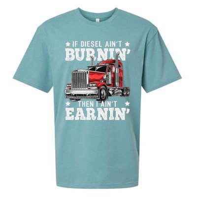 Funny Diesel Trucker Big Rig Semi-Trailer Truck Driver  Sueded Cloud Jersey T-Shirt