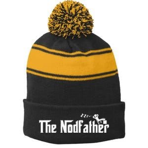 Funny Dad The Nodfather Sarcastic Napping Stripe Pom Pom Beanie