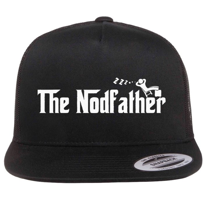 Funny Dad The Nodfather Sarcastic Napping Flat Bill Trucker Hat