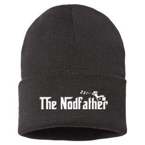 Funny Dad The Nodfather Sarcastic Napping Sustainable Knit Beanie