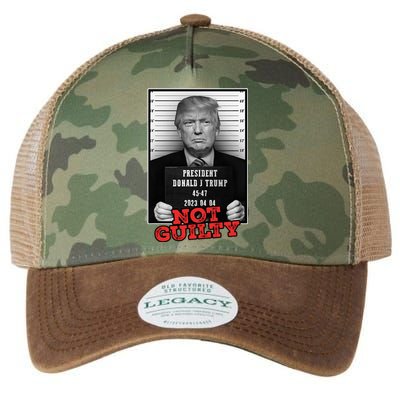 Funny Donald Trump Not Guilty Mug Shot Free Trump 2024 Legacy Tie Dye Trucker Hat