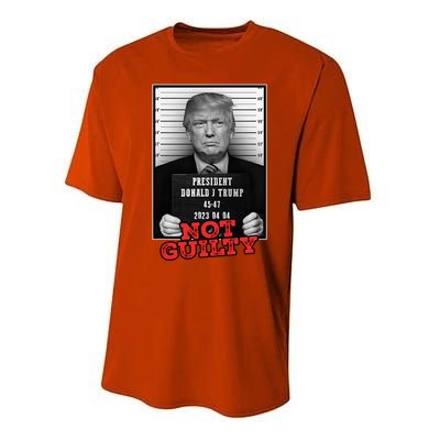 Funny Donald Trump Not Guilty Mug Shot Free Trump 2024 Performance Sprint T-Shirt