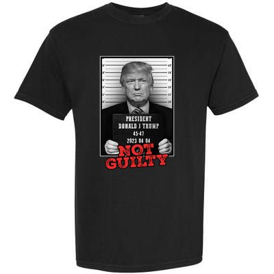 Funny Donald Trump Not Guilty Mug Shot Free Trump 2024 Garment-Dyed Heavyweight T-Shirt