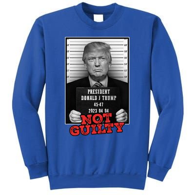 Funny Donald Trump Not Guilty Mug Shot Free Trump 2024 Sweatshirt