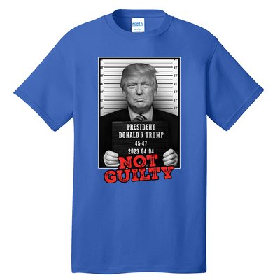 Funny Donald Trump Not Guilty Mug Shot Free Trump 2024 Tall T-Shirt