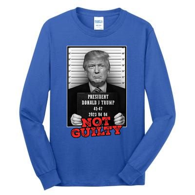 Funny Donald Trump Not Guilty Mug Shot Free Trump 2024 Tall Long Sleeve T-Shirt