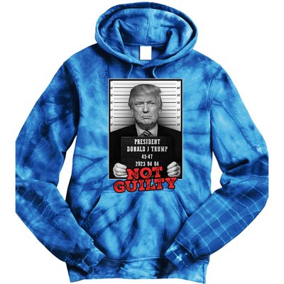 Funny Donald Trump Not Guilty Mug Shot Free Trump 2024 Tie Dye Hoodie