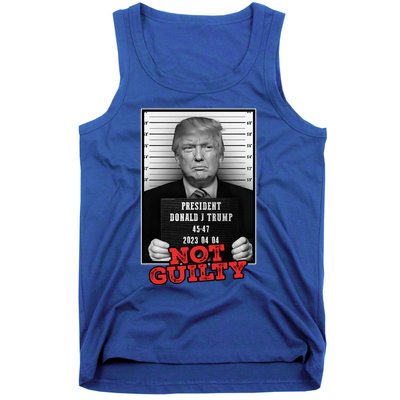 Funny Donald Trump Not Guilty Mug Shot Free Trump 2024 Tank Top