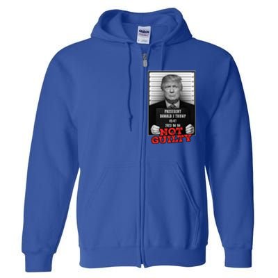 Funny Donald Trump Not Guilty Mug Shot Free Trump 2024 Full Zip Hoodie