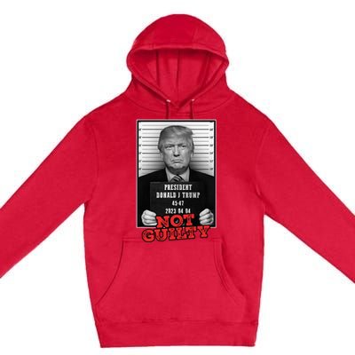 Funny Donald Trump Not Guilty Mug Shot Free Trump 2024 Premium Pullover Hoodie