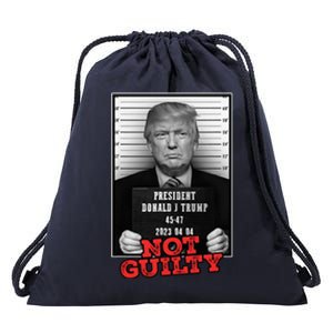 Funny Donald Trump Not Guilty Mug Shot Free Trump 2024 Drawstring Bag